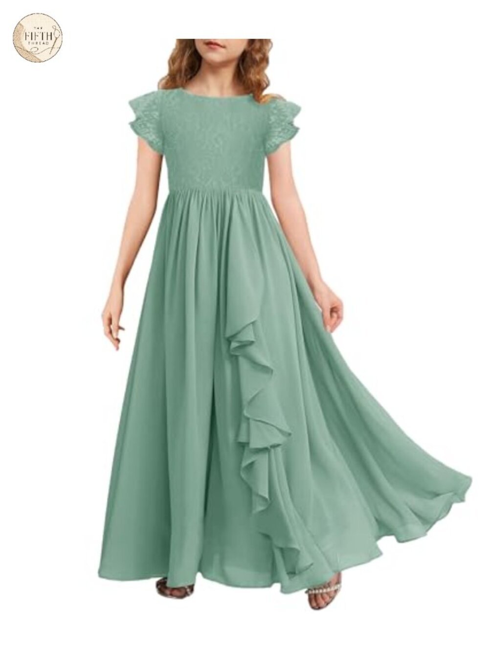 Girls Lace Chiffon Maxi Flower Girl Dress Formal Wedding Special Occasion